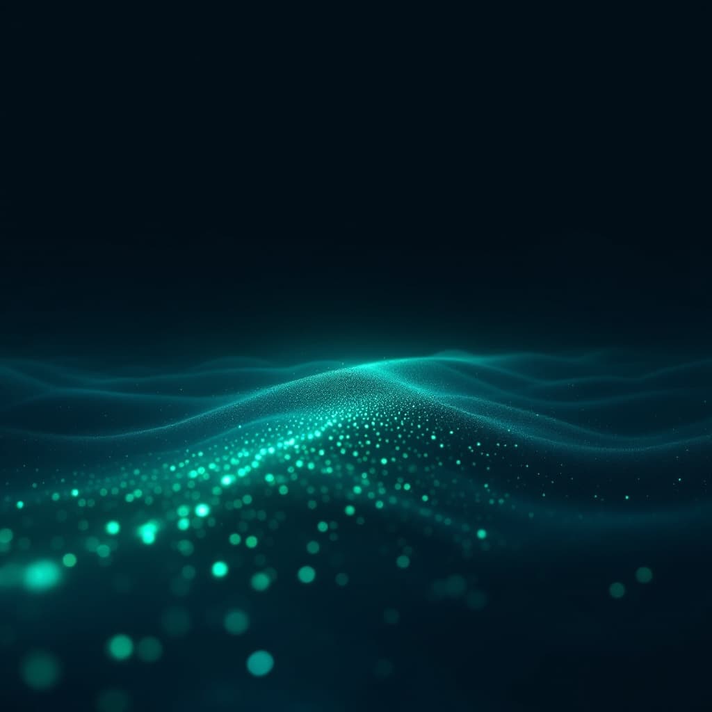 A sparse emerald green node cluster growing into a full teal network from left to right, the progressive training journey